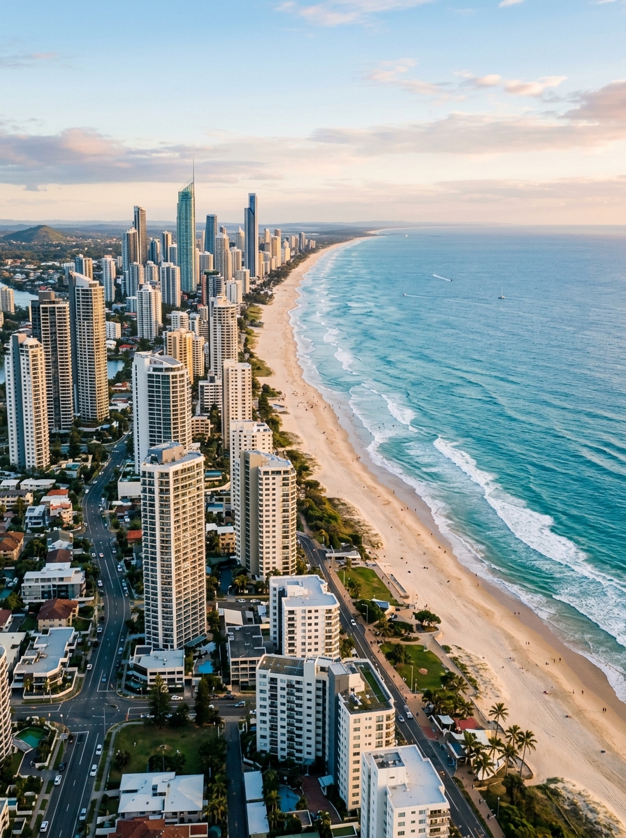 Broadbeach skyline and Gold Coast coastline